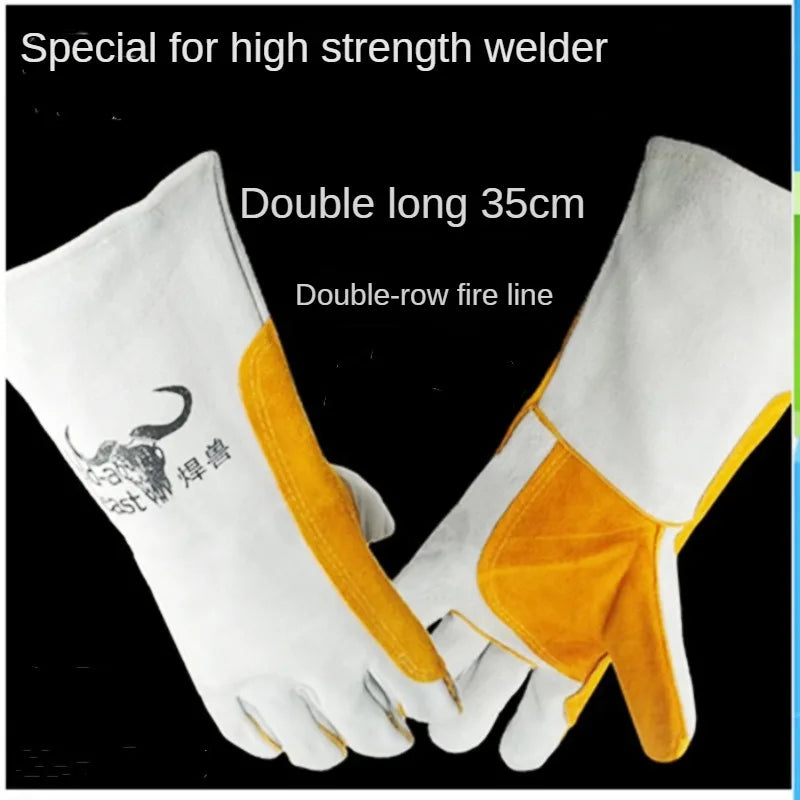 Hochwertige Schweißhandschuhe aus dickem Rindsleder für optimalen Schutz