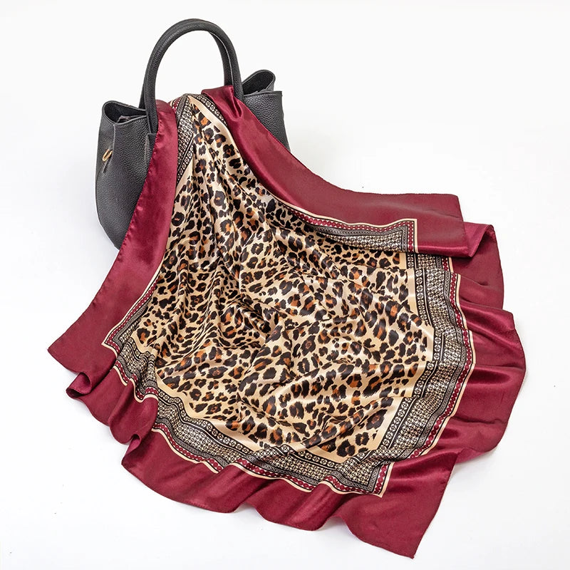 2024 seide Schal Quadrat Schal Für Frauen Drucken Stirnband Foulard Satin Hijab Haar Bands Halstuch Weibliche Kopf Wraps Bandana