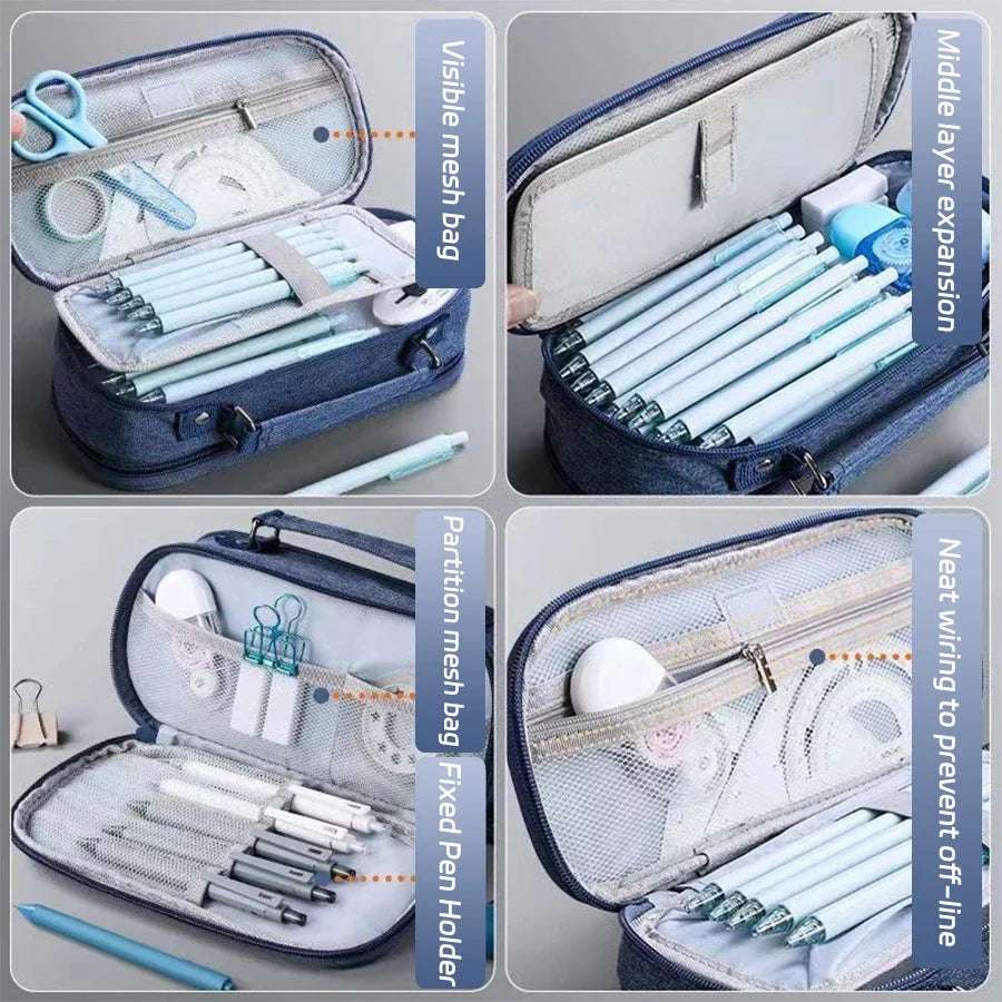 Tragbares Federmäppchen mit großer Kapazität und multifunktionaler Stiftbox