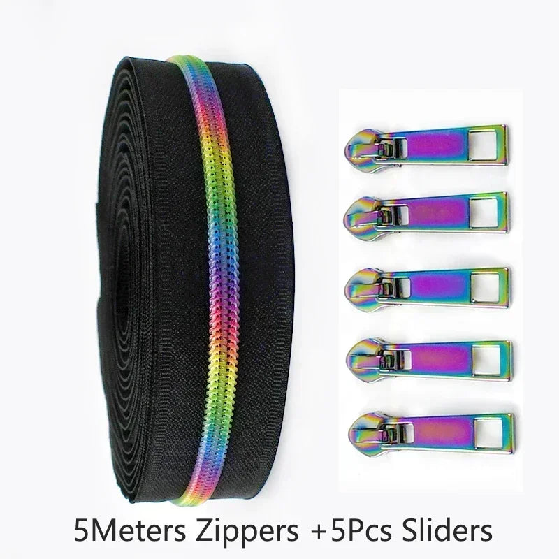 Nylon Reißverschlussband & Schieber Set 5m für Reparaturen Kleidung Taschen #5