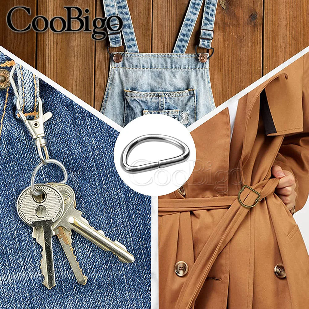 10 Metall D Ring Halbschlaufe Schnallen für Taschen Rucksäcke DIY