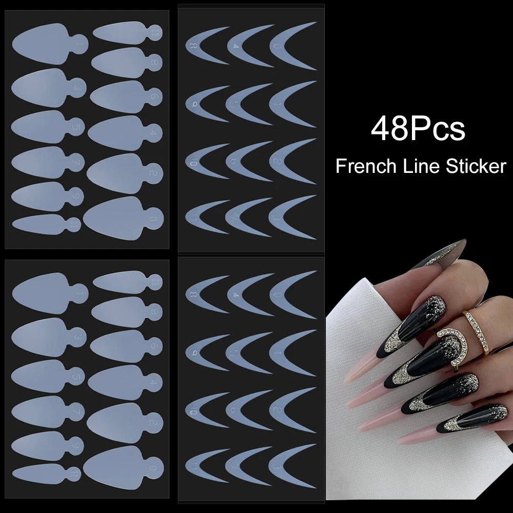 48er Set weiche Silikonpads für französische Nägel Maniküre