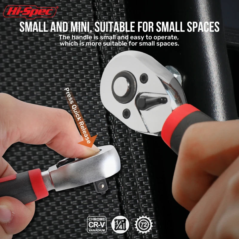 Hi-Spec 1/4 Zoll Doppelkopf-Schnellratschenschlüssel - Mini-Steckschlüsselsatz-Yabubest - Home & More