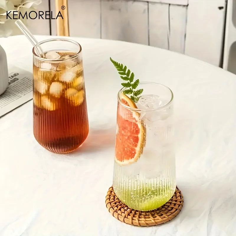 Set Hitzebeständige Glas Trinkbecher mit Streifen Design