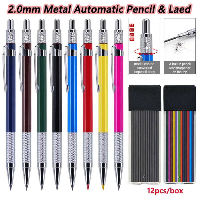 Mehrfarbiger Metall Druckbleistift 2mm Minenautomatik Schulbedarf