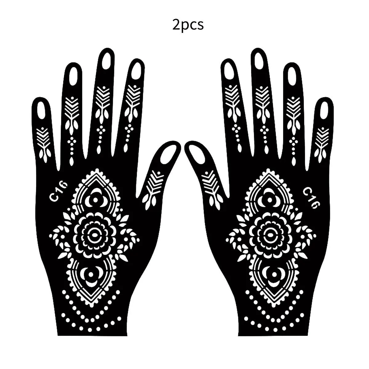 Wiederverwendbare Henna Tattoo Schablonen Blume für Hand und Finger