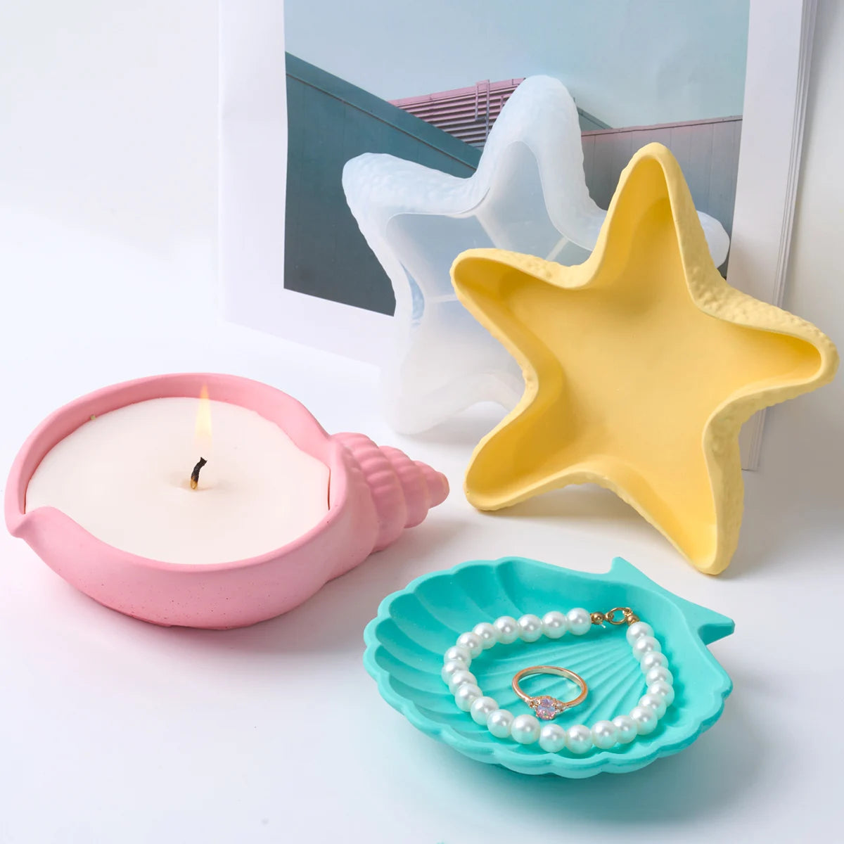 Silikonform für DIY Beton Seestern Kerzenhalter und Wohnkultur