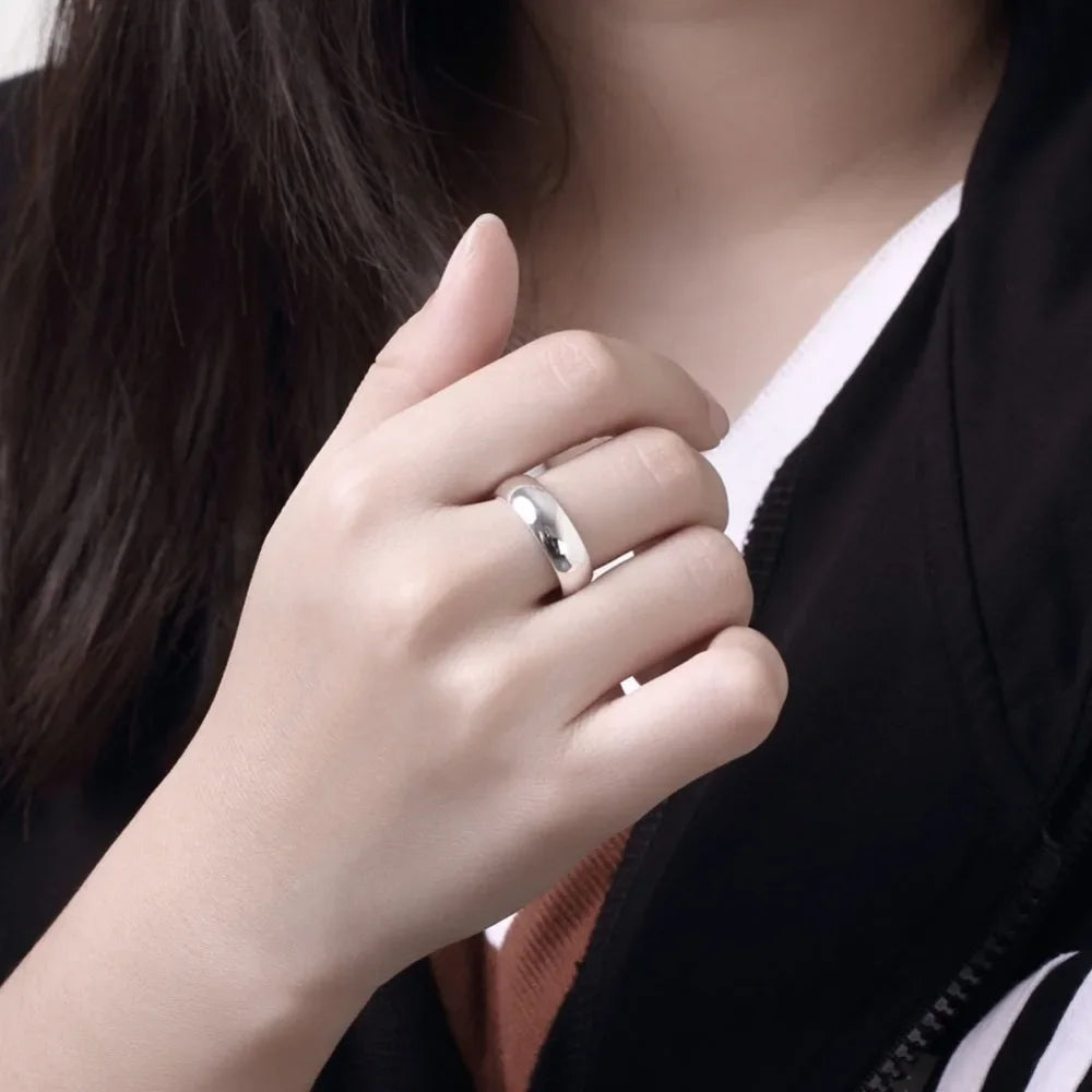 Eleganter 925 Sterlingsilber Ring für Damen in Größen 5-11, schlicht - rund