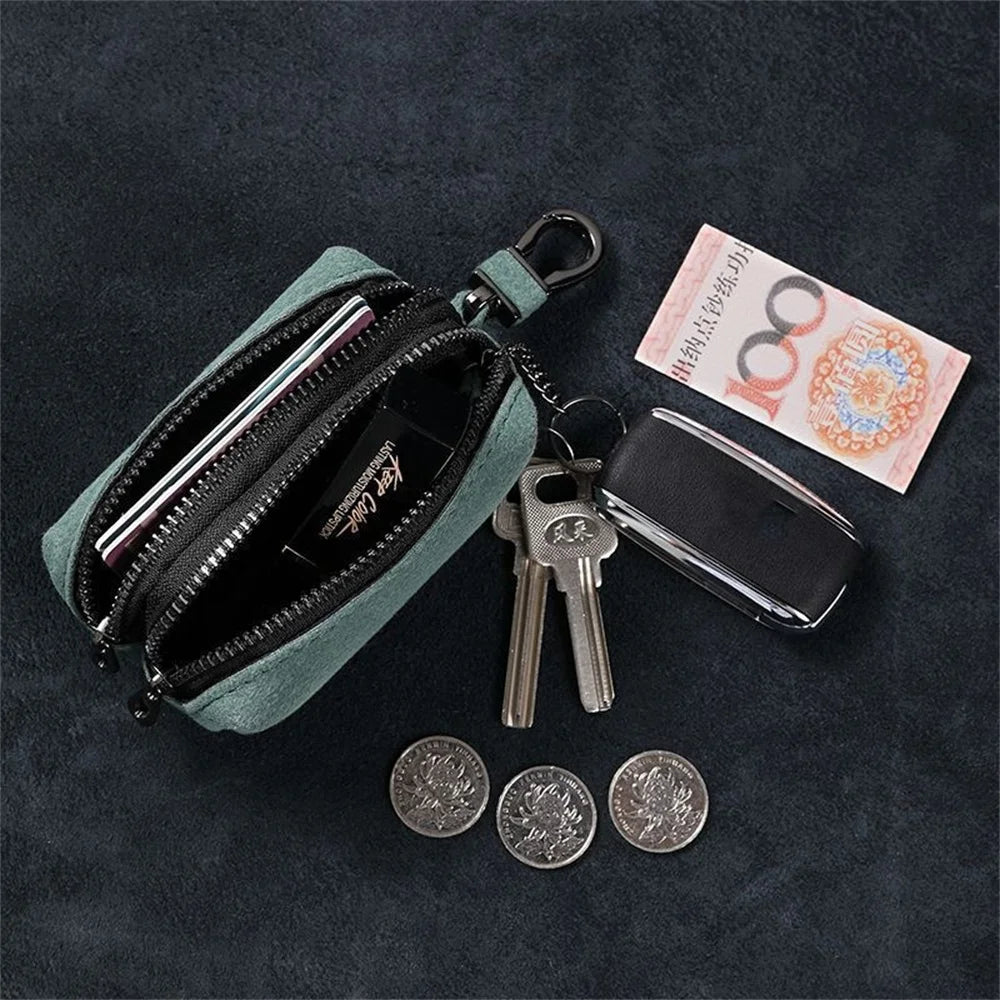 Tragbare Schlüsselbund Brieftasche mit Doppelreißverschluss große Kapazität