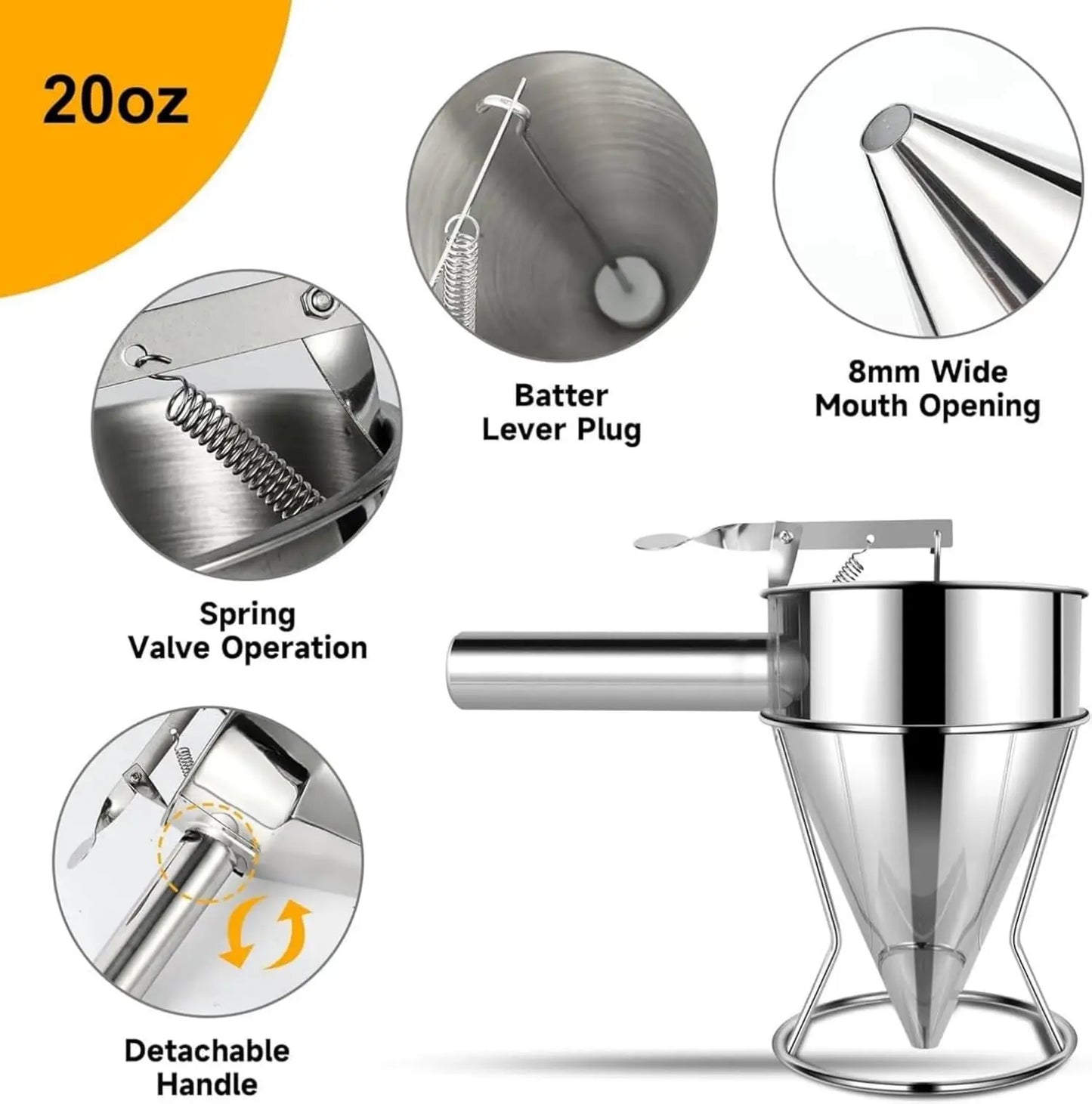 Multifunktionaler Pfannkuchenteigspender aus Edelstahl mit 4 Düsen