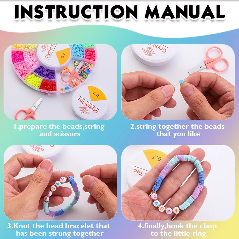 DIY Tonperlen Armband Set mit Buchstaben Alphabet Charms Schmuck basteln