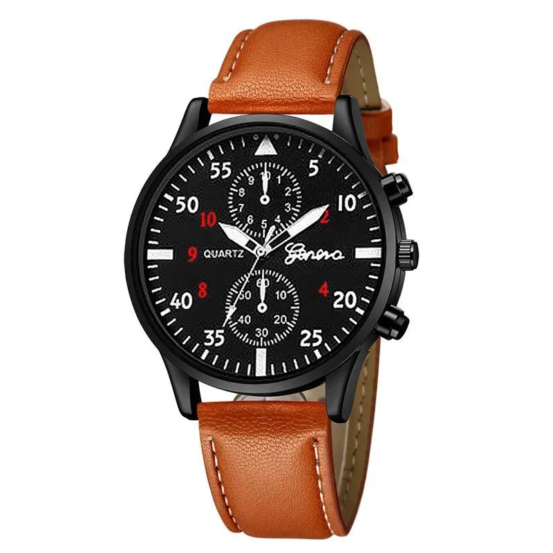 Mechanische Herren Armbanduhr Bronze Tonneau Gehäuse Lederband 3ATM