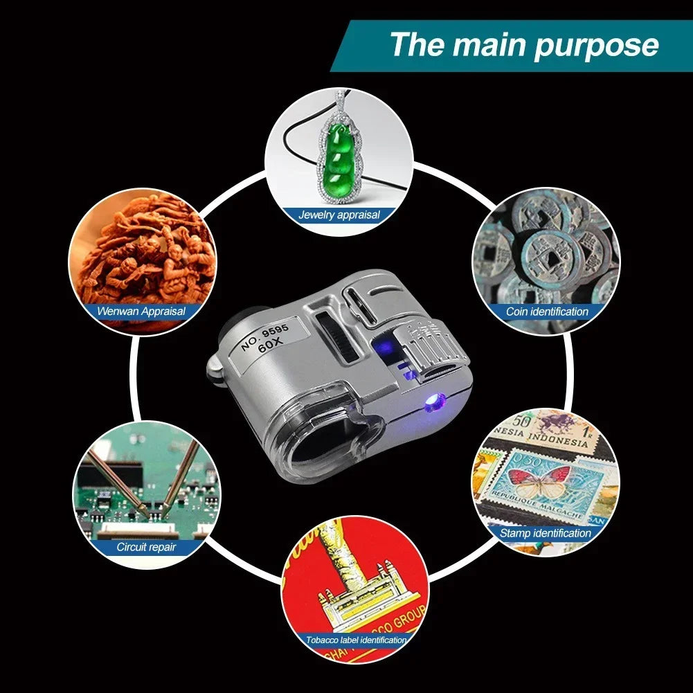 Handheld 60X Lupe Taschenmikroskop mit LED für Präzisionsarbeiten