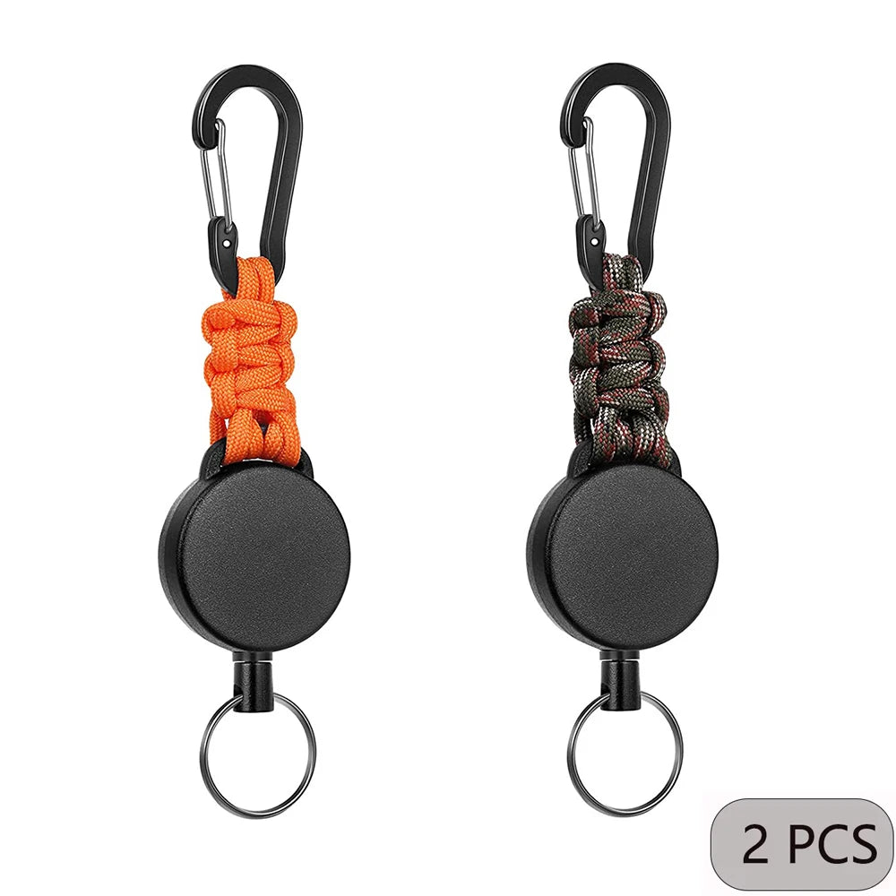 Einziehbarer Schlüsselanhänger mit Karabiner Outdoor Diebstahlschutz