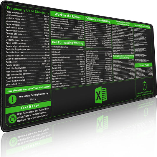 XL Excel Schreibtischunterlage mit Shortcut Mauspad und rutschfestem Design