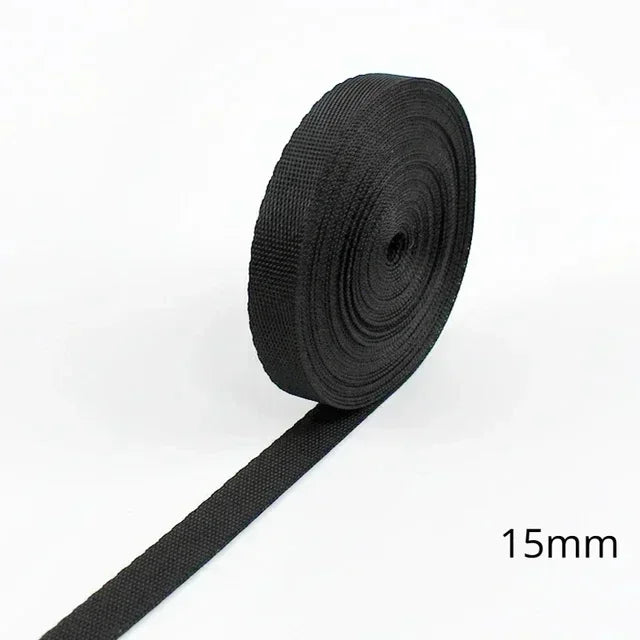 5M Schwarz Nylon Gurtband 10-100mm Rucksack Tasche Nähen DIY Projekte