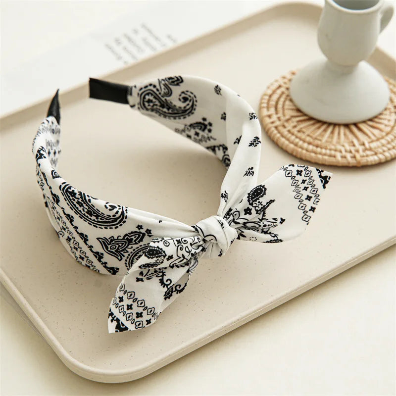 Paisley Bandana Stirnband mit Hasenohren Schleife Mode Haarband Damen