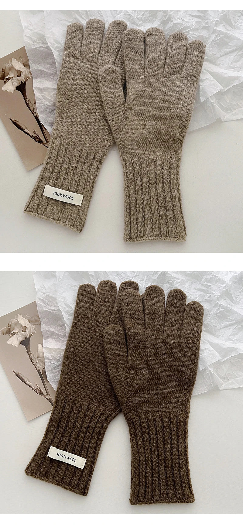 Warme Damen Handschuhe aus 100 Prozent Wolle mit Touchscreen Funktion-Yabubestshop