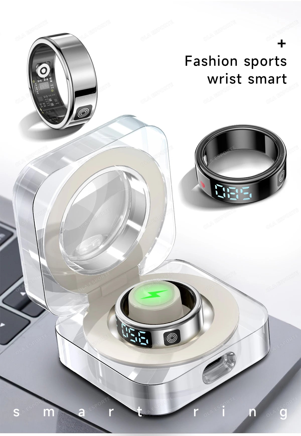Wasserdichter Smart Ring mit Display und Gesundheitsmonitor