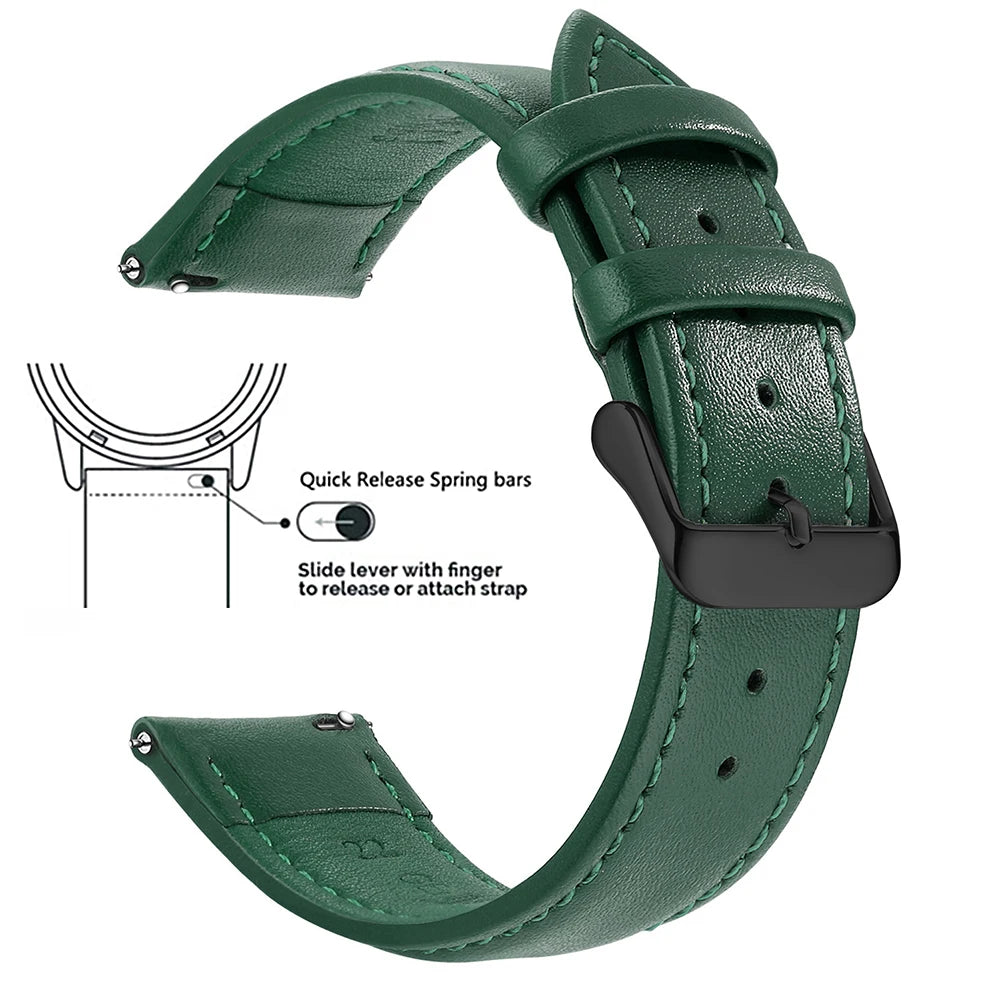 Echtleder Uhrenarmband Schnellverschluss 18/20/22mm für viele Smartwatches