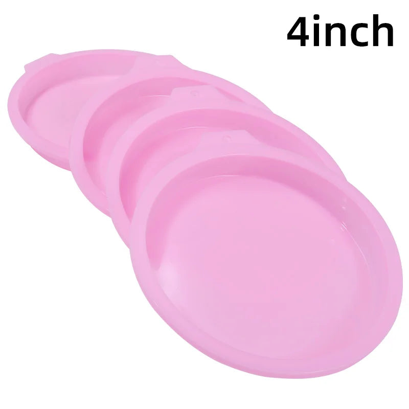 Silikon Kuchenform Set 4 6 8 Zoll Runde Backformen für Mehrschicht Kuchen