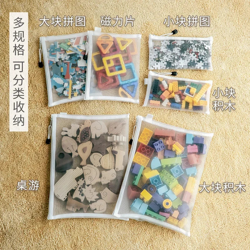 Transparente Aufbewahrungstasche mit Reißverschluss für kleine Spielzeugteile