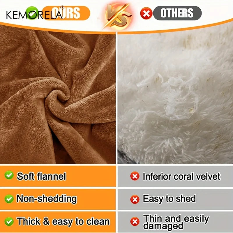 KEMORELA Kaninchenbett, dickes, weiches, konkaves Bettüberwurf, Decke, Plüschunterlage mit Baumwollliege, Kissen, kleines Haustier, Flip-Flop-Pad für den Innenbereich-Yabubest - Home & More