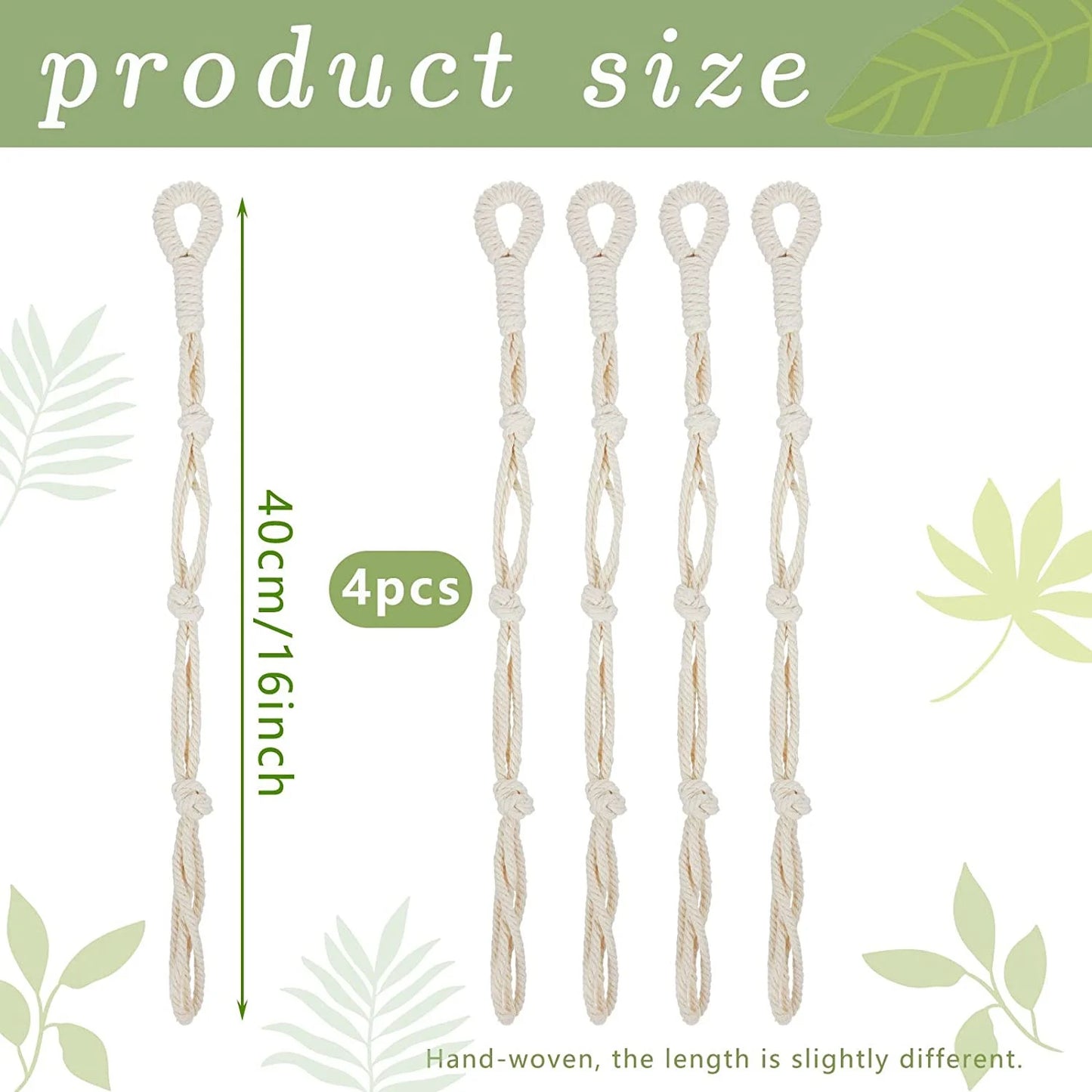 Makramee Pflanzenaufhänger 4er Set mit Verlängerungsseilen Beige