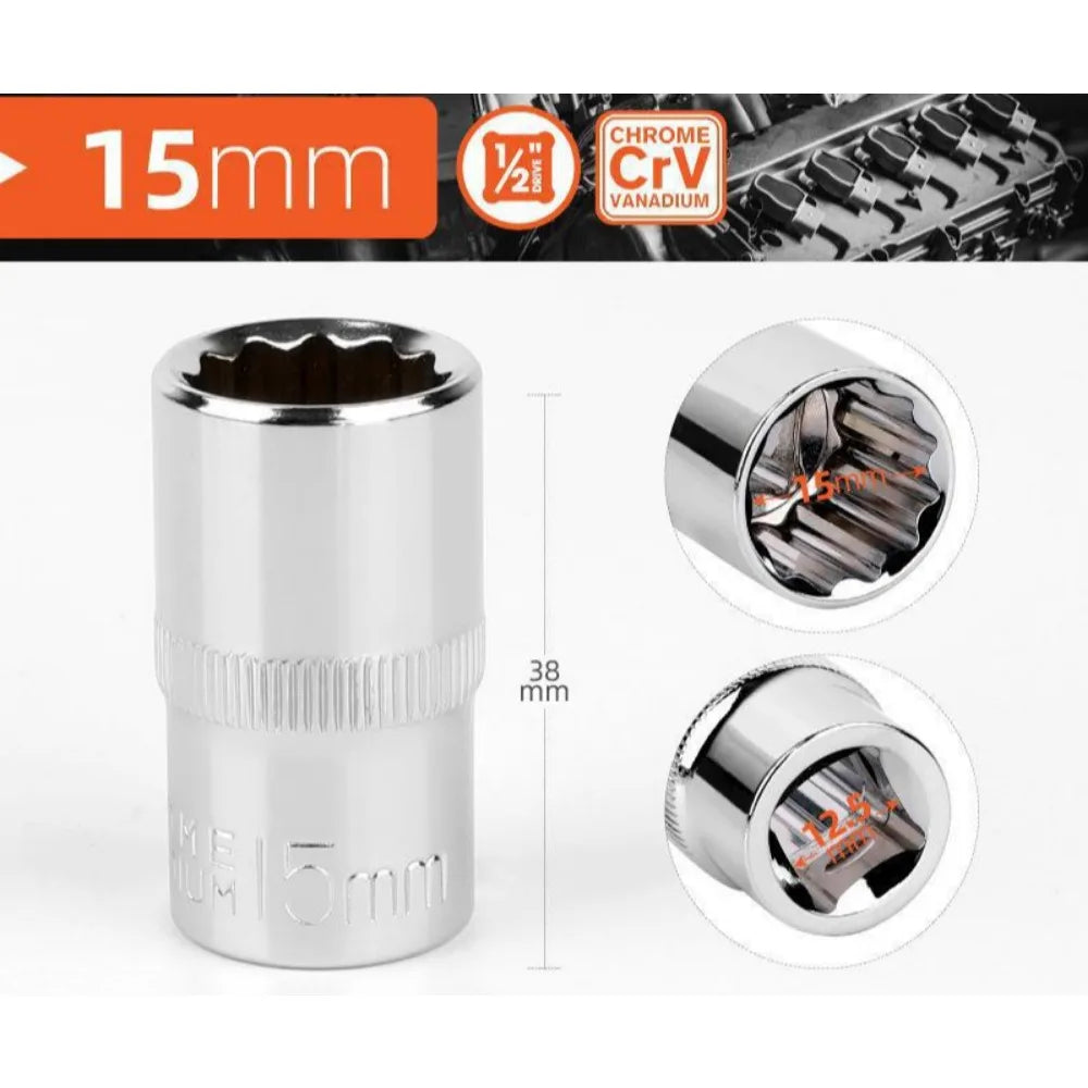 1/2 Zoll Vierkantantrieb 12-Punkt Steckschlüssel für Ratschenschlüssel 8-32mm