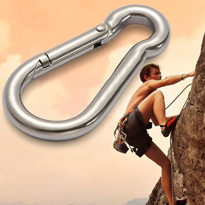 4er-Pack Edelstahl Karabinerhaken 1,6 Zoll mit Feder für Outdoor Nutzung