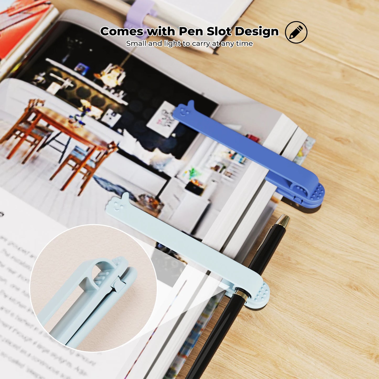 Flexibler Silikon Lesezeichenhalter mit Stiftschlitz für Bücher