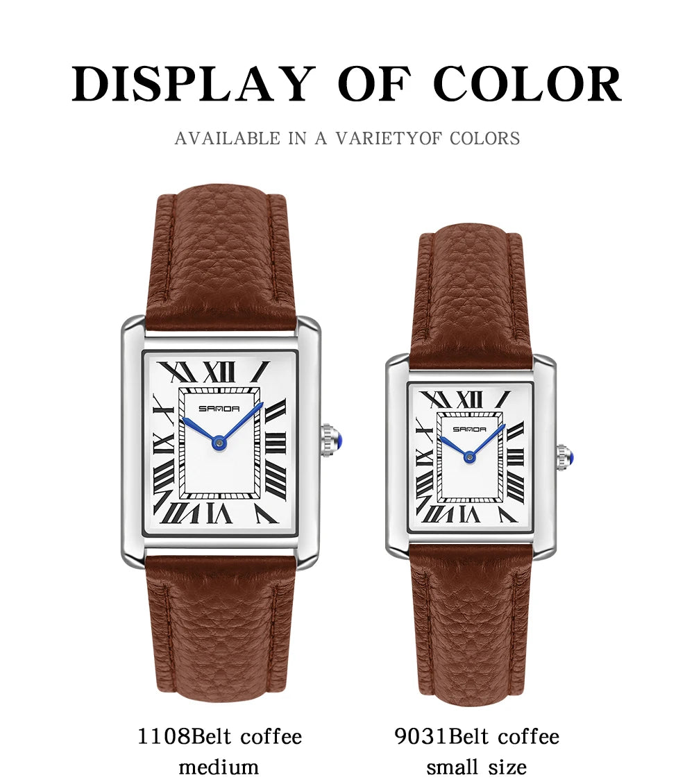 Elegante Herren Quarzuhr mit Lederband und römischem Zifferblatt