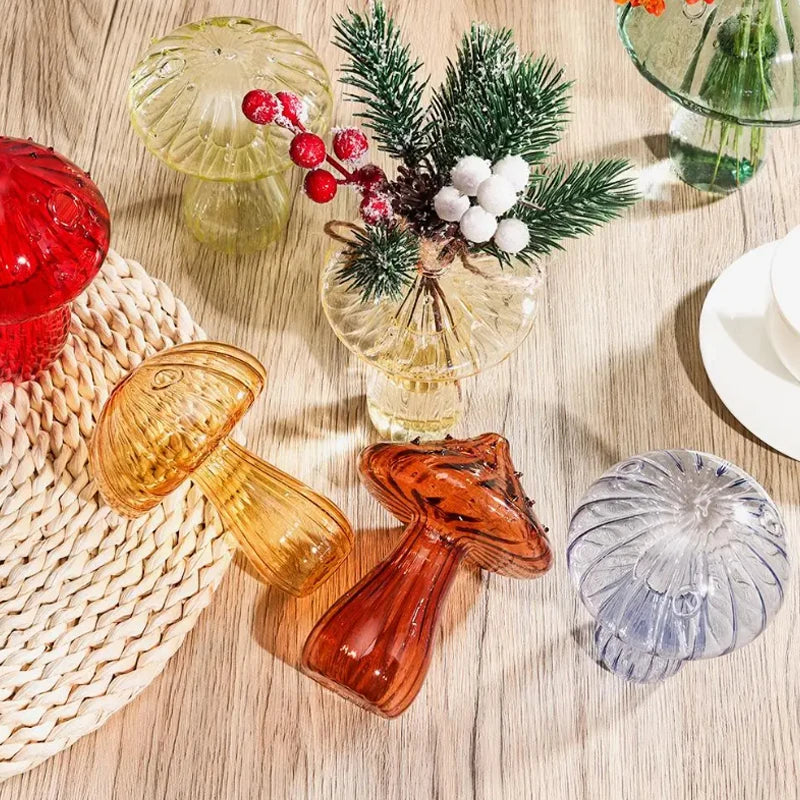 Stilvolle Pilz Glasvase vielseitig für Blumen und Dekoration