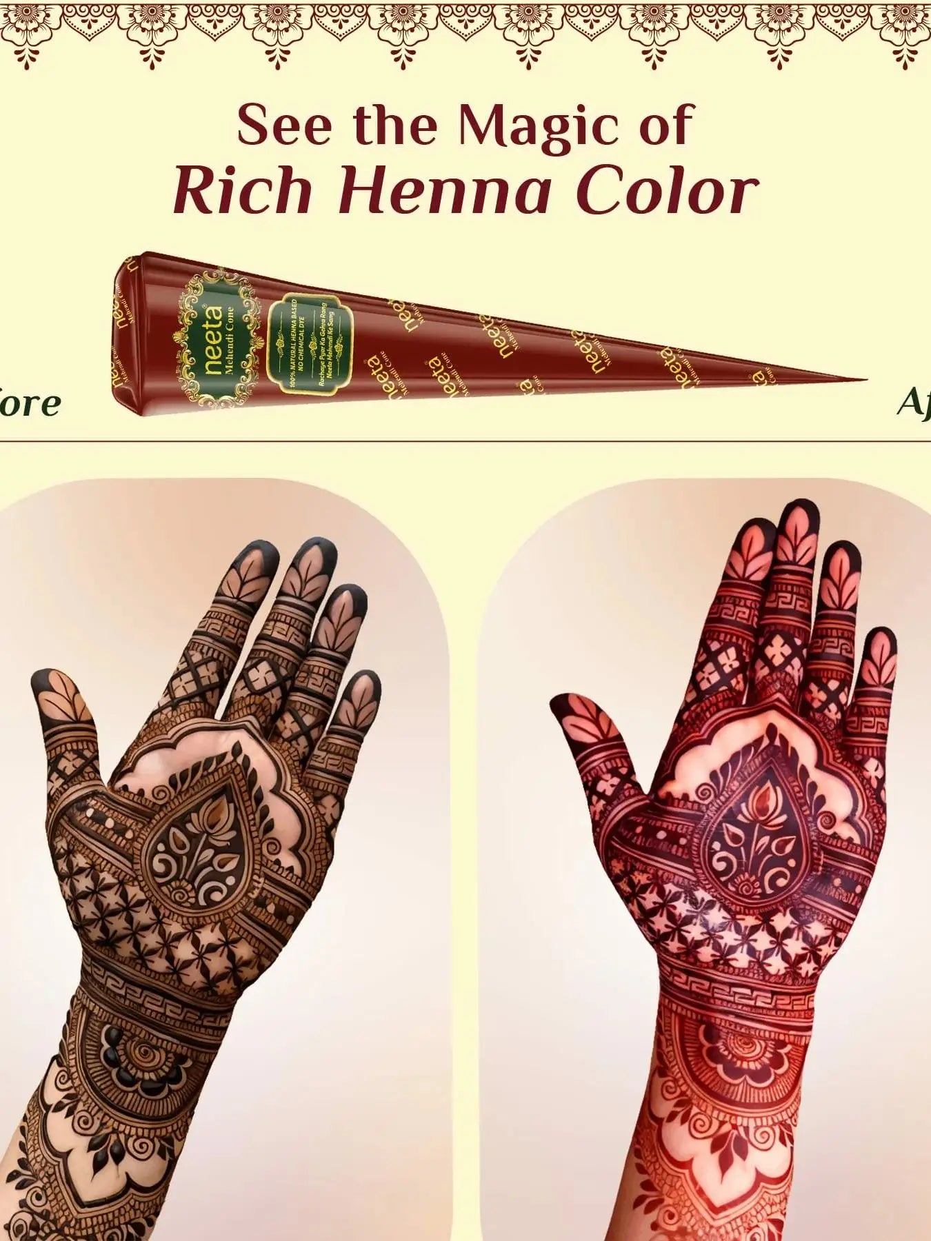 Natürliche Bio Henna Creme für temporäre Tattoos im 4er Set