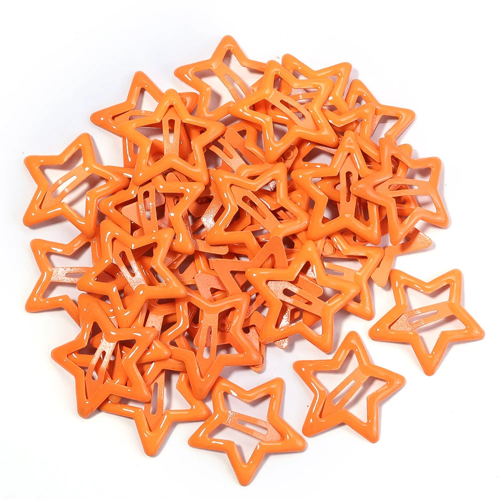 50er Set Bunte Stern Haarspangen Metall Snap Clips für Mädchen Frauen
