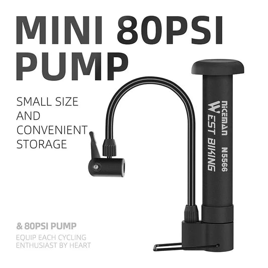 Manuelle Fahrradpumpe 80 PSI mit Schrader Ventil für MTB - Ballonreifen