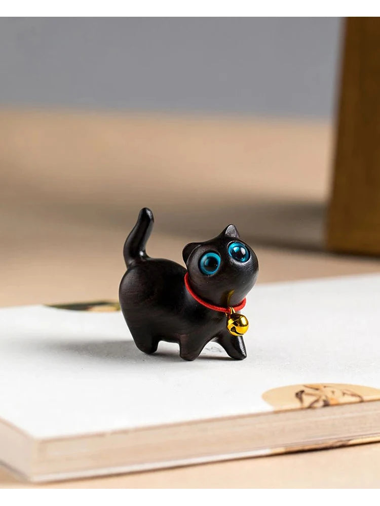 Handgeschnitzte Tierfiguren aus Naturholz – Katze & Hund Miniatur Deko