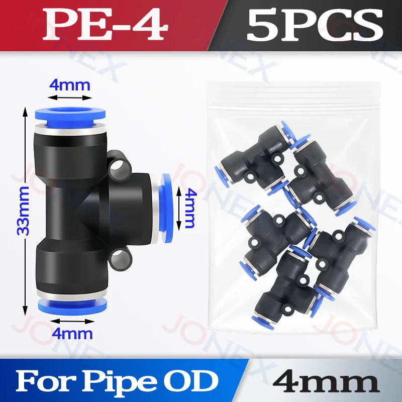 5er Set Pneumatische Schnellkupplung 4-10mm Push-in Verbindung für Luft