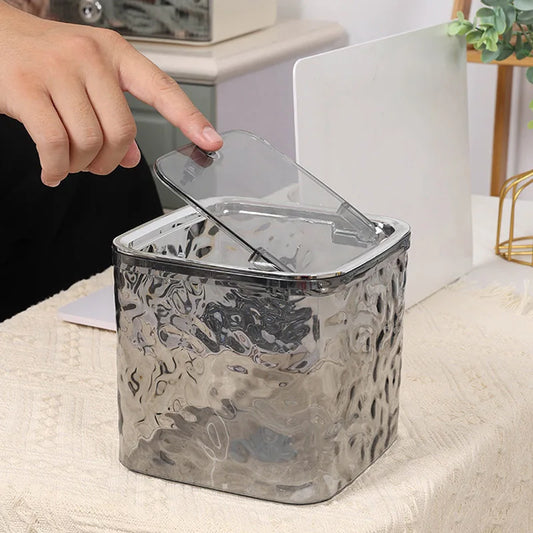 Mini-Mülleimer für Arbeitsplatte mit Pressdeckel in Gletschermuster