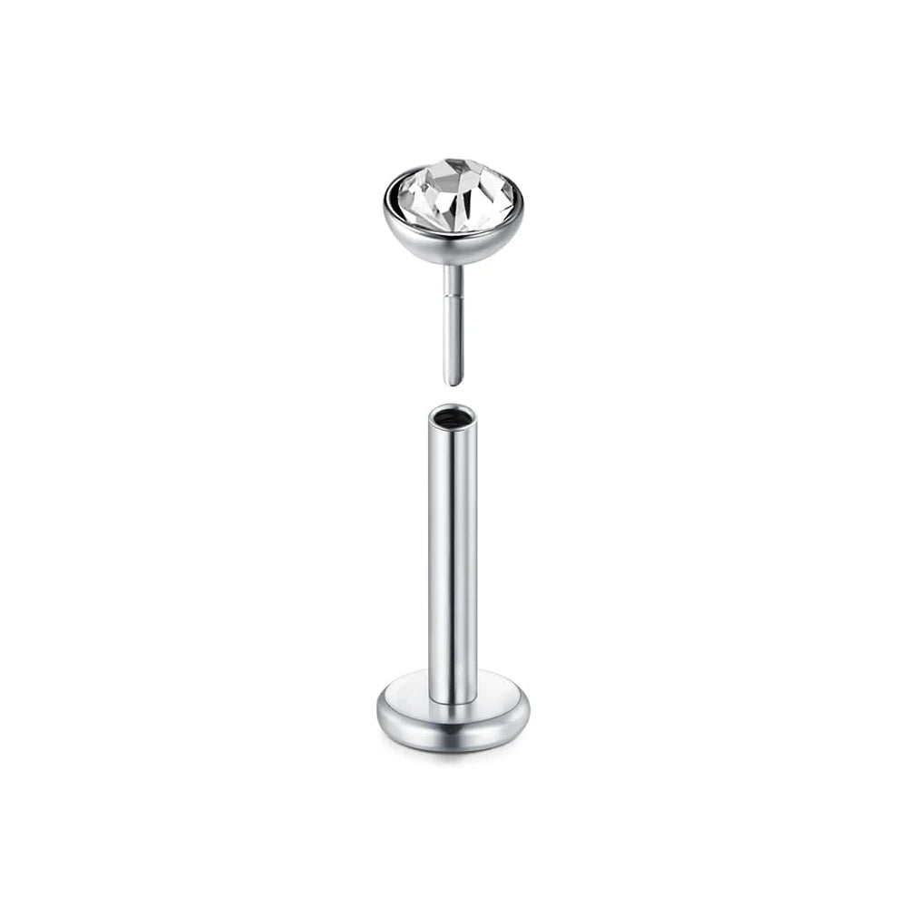 16g Faden Ohrstecker mit flachem Rücken für Tragus Helix Labret