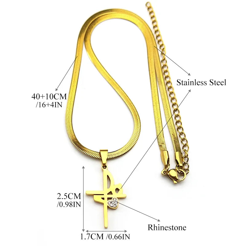 Klassische Kreuz Anhänger Halskette Edelstahl mit Strass Unisex Schmuck