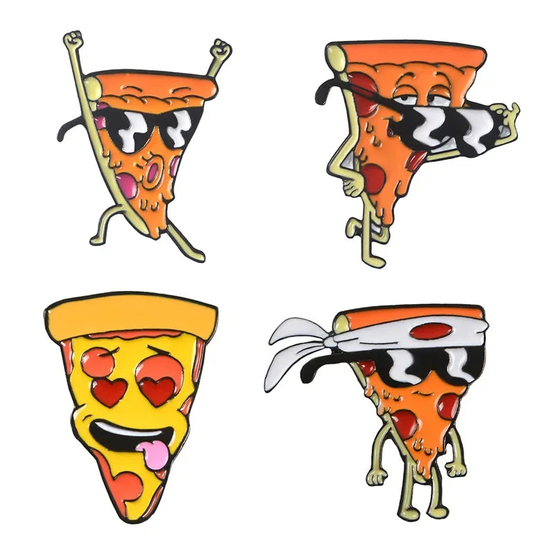Lustige Pizza Mann Emaille Pin Brosche für Kleidung & Taschen