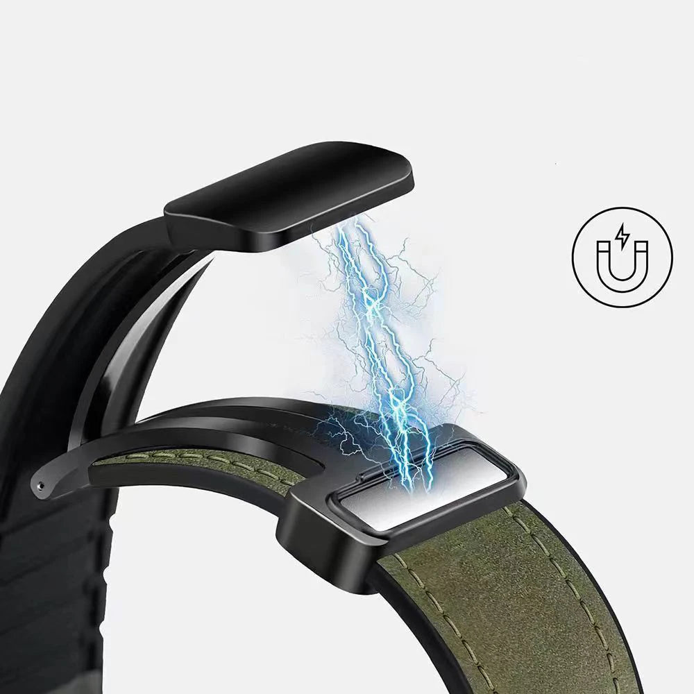 Sport Armband Leder Silikon für Watch Fit Serie Magnetverschluss