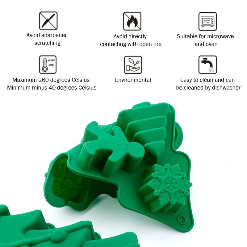 3D Weihnachtsbaum Silikonform für Schokolade Kuchen Süßigkeiten Kerzen