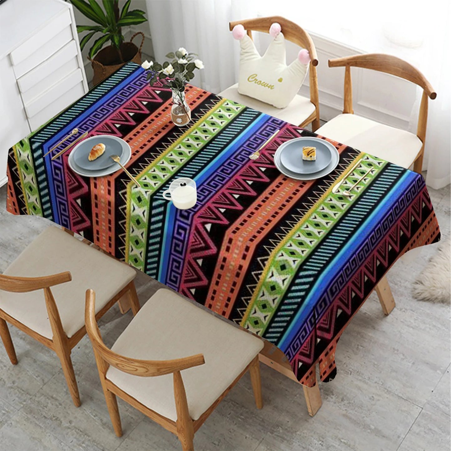 Vielseitige Rechteckige Tischdecke Zickzack Muster Wasser und Ölabweisend