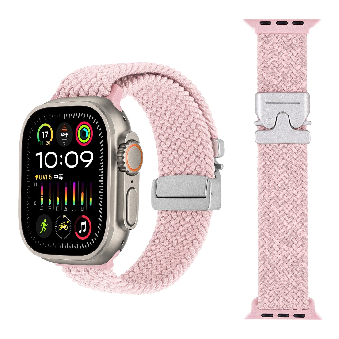 Geflochtenes Fallschirm-Nylonarmband mit Metallverschluss für Smartwatches