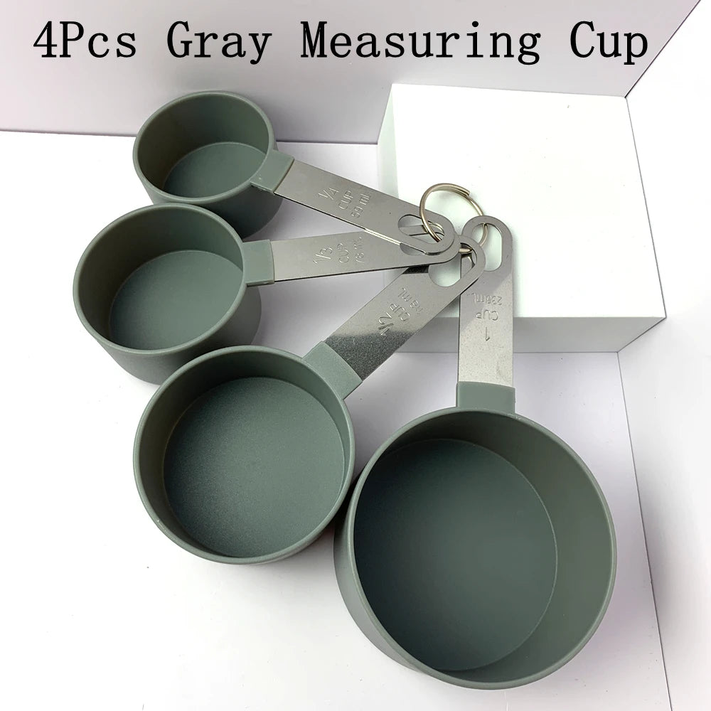 4 Teiliges Messbecher und Messlöffel Set mit Edelstahlgriff