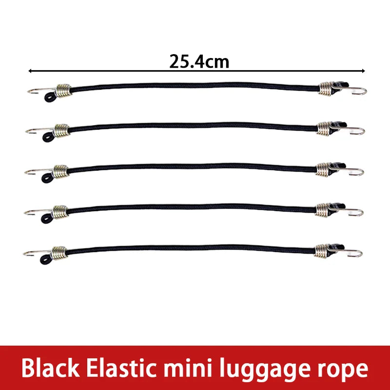 Flexibles Mini Bungee Cord Set mit Metallhaken – 5 oder 10 Stück, schwarz/grün