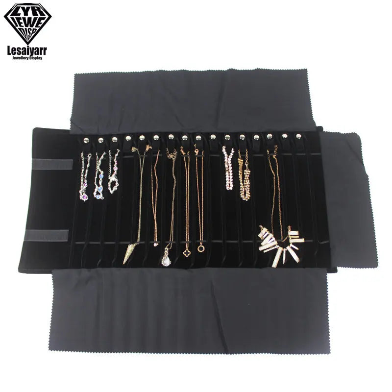Praktische Samt Schmuckrolle für Ketten & Armbänder Reiseorganizer