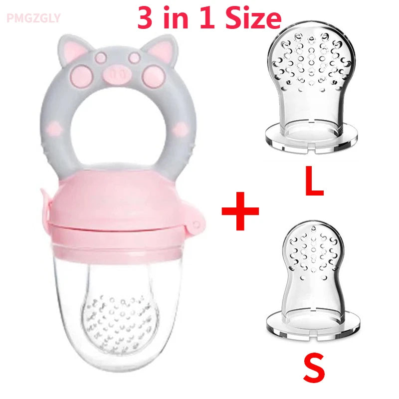 3er Set Silikon Netzbeutel Baby Futterspender mit leicht handhabbarem Ringlöffel-Yabubest - Home & More